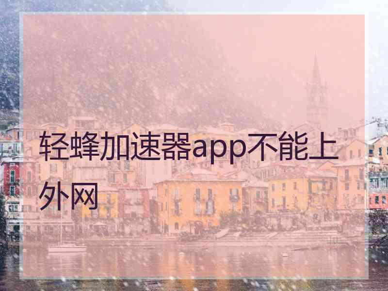 轻蜂加速器app不能上外网