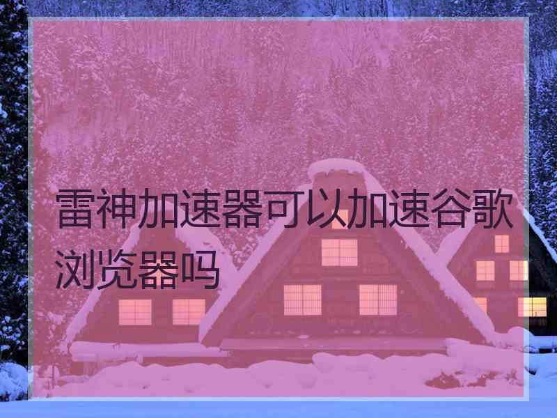 雷神加速器可以加速谷歌浏览器吗