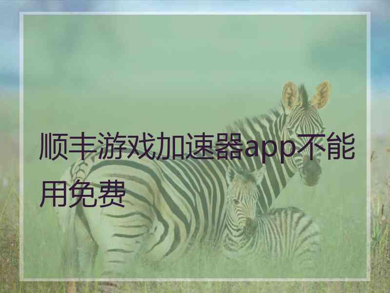 顺丰游戏加速器app不能用免费