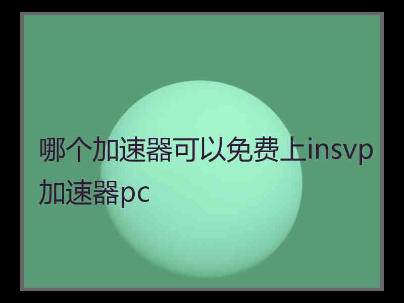 哪个加速器可以免费上insvp加速器pc