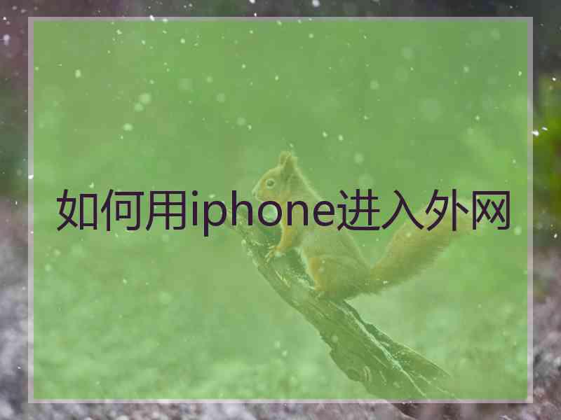 如何用iphone进入外网